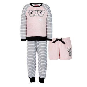 Saint Eve Kids Girls Size Medium 3 Piece Pajama Set Pin/Grey/White